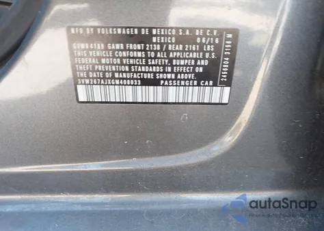 2016 Volkswagen Jetta 1.4T S из США, поврежденный, VIN 3VW267AJXGM408033